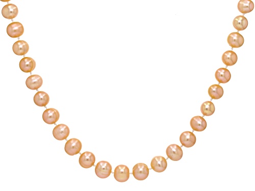 8.5-9.5mm Pink Cultured Freshwater Pearl 14k Yellow Gold Necklace - Size 18
