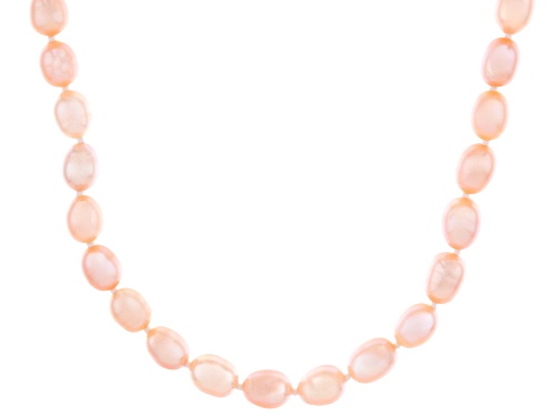 6-7mm Pink Cultured Freshwater Pearl 14k Yellow Gold Necklace - Size 18