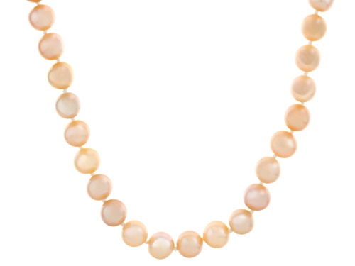 7-8mm Pink Cultured Freshwater Pearl 14k Yellow Gold Necklace - Size 18