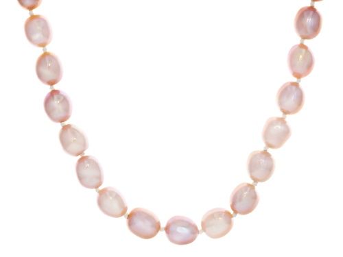 6-7mm Pink Cultured Freshwater Pearl 14k Yellow Gold Necklace - Size 18