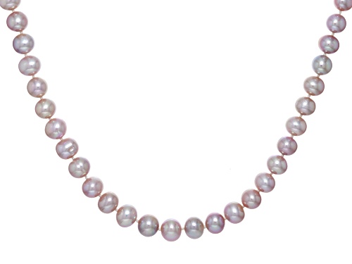 6.5-7mm Purple Cultured Freshwater Pearl Rhodium Over Sterling Silver Necklace - Size 18