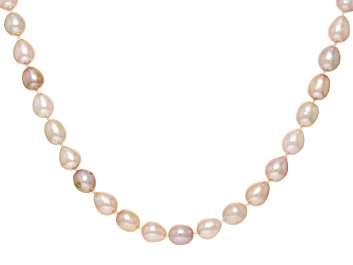 7-8mm Multi-Pink Cultured Freshwater Pearl Rhodium Over Sterling Silver Necklace - Size 22