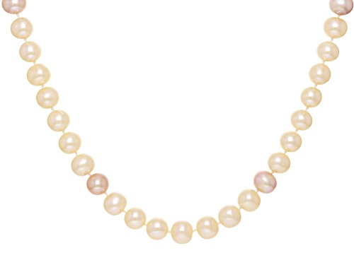 7.5-8.5mm Cultured Freshwater Pearl Rhodium Over Sterling Silver Necklace - Size 20