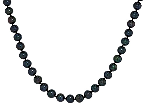 8.5-9.5mm Black Cultured Freshwater Pearl Rhodium Over Sterling Silver Necklace - Size 20
