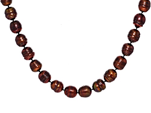 11.5mm Mahogany Cultured Freshwater Pearl 14k Yellow Gold Over Sterling Silver Necklace - Size 20