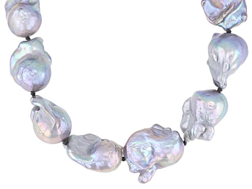 Genusis™ 13-15mm Platinum Cultured Freshwater Pearl Rhodium Over Sterling Silver Necklace - Size 20