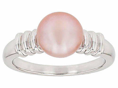 8-9mm Lavender Cultured Freshwater Pearl Rhodium  Over Sterling Silver Ring - Size 10