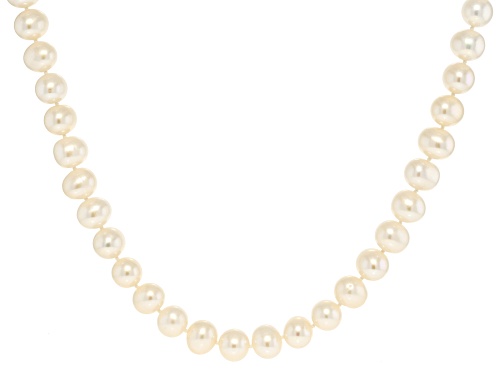 8.5-9mm White Cultured Freshwater Pearl Rhodium Over Sterling Silver 36 Inch Strand Necklace - Size 36