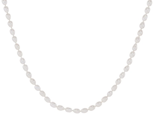 4mm White Cultured Freshwater Pearl Rhodium Over Sterling Silver Necklace - Size 18