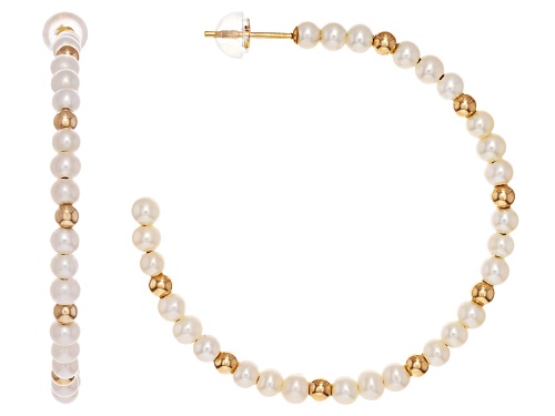 3mm White Cultured Freshwater Pearl 14k Yellow Gold 45mm Earrings