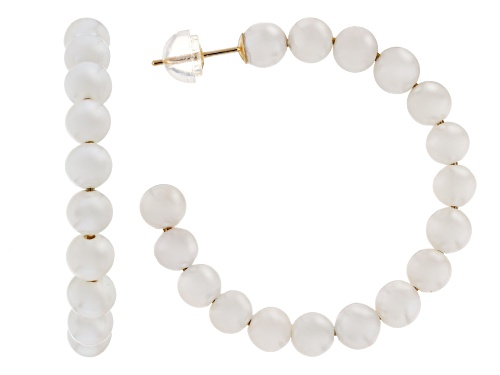 4mm White Cultured Freshwater Pearl 14k Yellow Gold 35mm Earrings