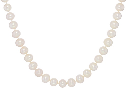 8.5mm White Cultured Freshwater Pearl Rhodium Over Sterling Silver 24 Inch Strand Necklace - Size 24