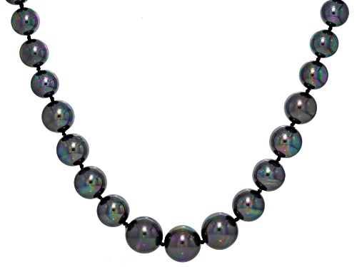 Photo of Pearlfection® 10mm Peacock Simulant Rhodium Over Sterling Silver 24 Inch Strand - Size 24