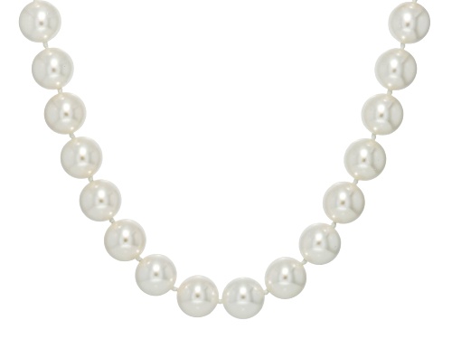 Pearlfection® 14mm White South Sea Simulant Rhodium Over Sterling Silver 20 Inch Strand - Size 20