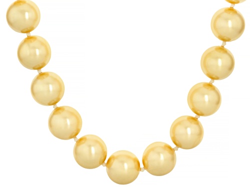 Pearlfection® 14mm Golden South Sea Simulant Rhodium Over Sterling Silver 22 Inch Strand - Size 22