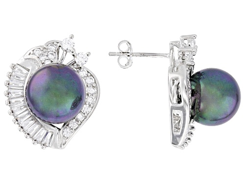 Pearlfection® 10mm Peacock Simulant And Bella Luce® Rhodium Over Sterling Silver Earrings