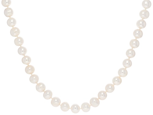 8.5mm White Cultured Freshwater Pearl Rhodium Over Sterling Silver Necklace - Size 32