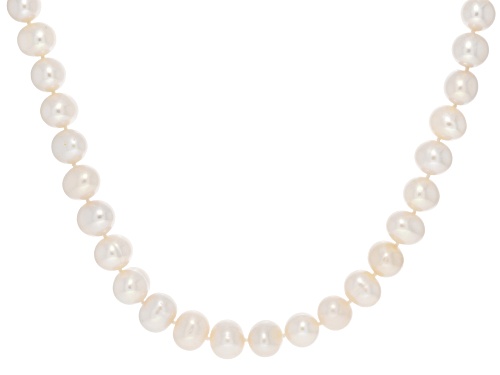 8.5mm White Cultured Freshwater Pearl Rhodium Over Sterling Silver Necklace - Size 36