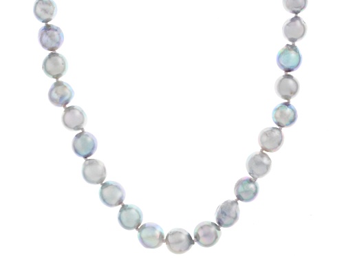 8mm Platinum Cultured Japanese Akoya Pearl Sterling Silver Necklace - Size 18