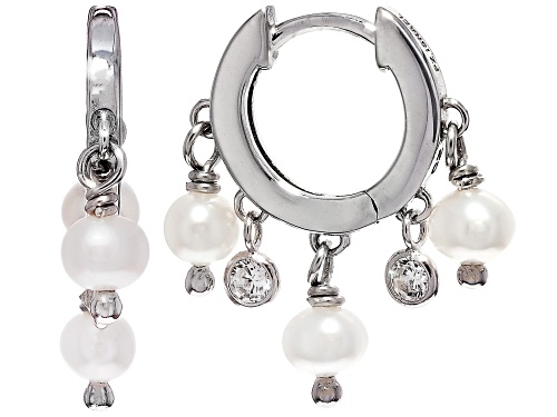 4mm White Cultured Freshwater Pearl With Bella Luce® Rhodium Over Sterling Silver Earrings