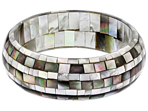 Black And White Tahitian Mother-Of-Pearl Bangle