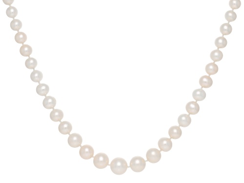 6-11mm White Cultured Freshwater Pearl 14k Yellow Gold 18" Strand Necklace - Size 18