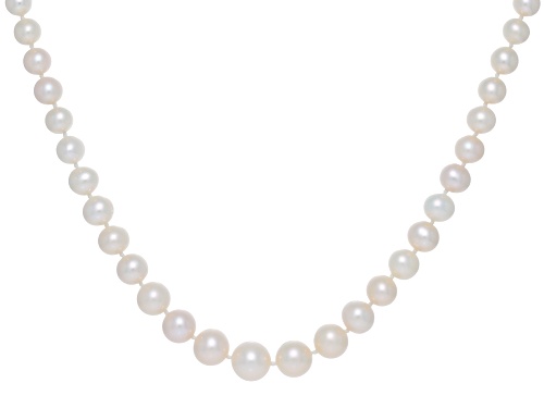 8-8.5mm White Cultured Freshwater Pearl Sterling Silver 24 Inch Strand Necklace - Size 24