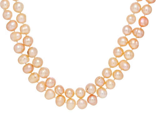 8mm Peach Cultured Freshwater Pearl 64 Inch Endless Strand Necklace - Size 64