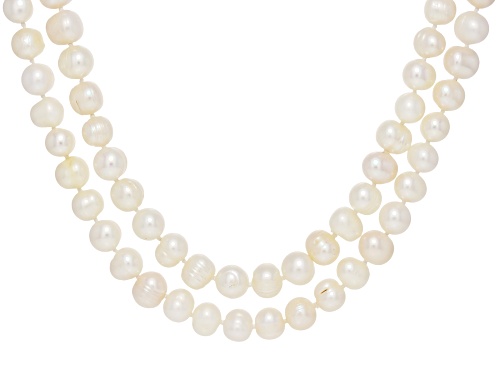 8mm White Cultured Freshwater Pearl 64 Inch Endless Strand Necklace - Size 64