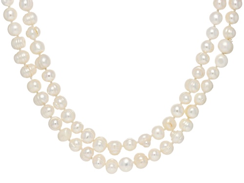 8mm White Cultured Freshwater Pearl 64 Inch Endless Strand Necklace - Size 64