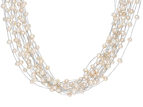 6mm White Cultured Freshwater Pearl Sterling Silver 18 Inch Necklace - Size 18