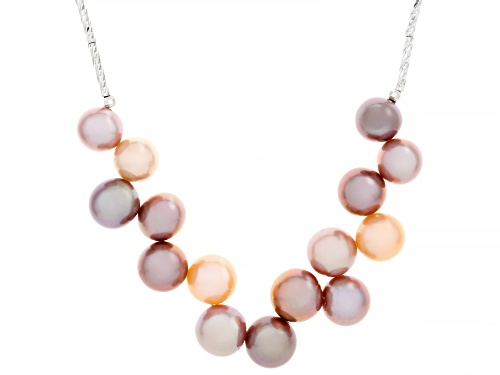 Genusis™ 9-11mm Multi-Color Cultured Freshwater Pearl Rhodium Over Sterling Silver 18 Inch Necklace - Size 18