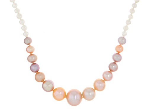 Genusis™ 3-8 Multi-Color Cultured Freshwater Pearl Rhodium Over Sterling Silver 20 Inch Necklace - Size 20