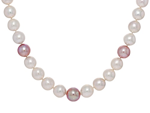 Genusis™ 10-12mm White & Purple Cultured Freshwater Pearl Rhodium Over Silver 20 Inch Strand - Size 20