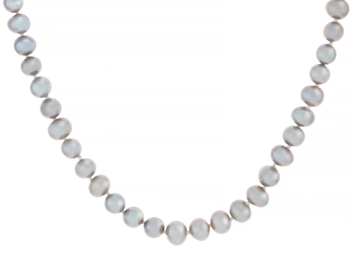 5mm Platinum Cultured Freshwater Pearl Sterling Silver 18 Inch Strand Necklace - Size 18