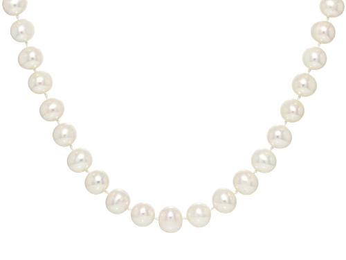 9-10mm White Cultured Freshwater Pearl 14k Yellow Gold 18 Inch Strand Necklace - Size 18