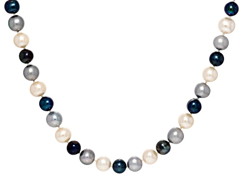 8-10mm Multi-Color Cultured Freshwater Pearl 14k Yellow Gold 18 Inch Strand Necklace - Size 18