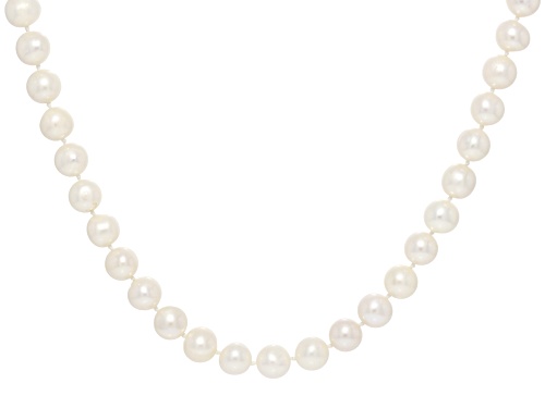 8mm White Cultured Freshwater Pearl Rhodium Over Sterling Silver 24 Inch Strand Necklace - Size 24