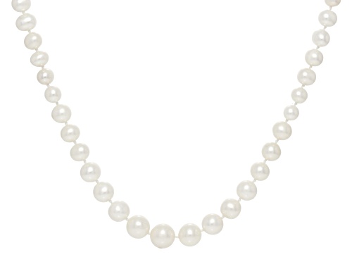 5-10mm White Cultured Freshwater Pearl 14k Yellow Gold 18 Inch Strand Necklace - Size 18