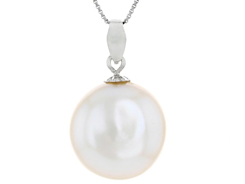 12-14mm White Cultured Freshwater Pearl Sterling Silver Pendant With 18 Inch Chain
