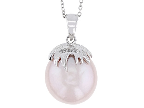Genusis™ 16mm Pink Cultured Freshwater Pearl & Bella Luce® Rhodium Over Sterling Silver Pendant