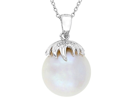 Genusis™ 16mm White Cultured Freshwater Pearl & Bella Luce® Rhodium Over Silver Pendant With Chain