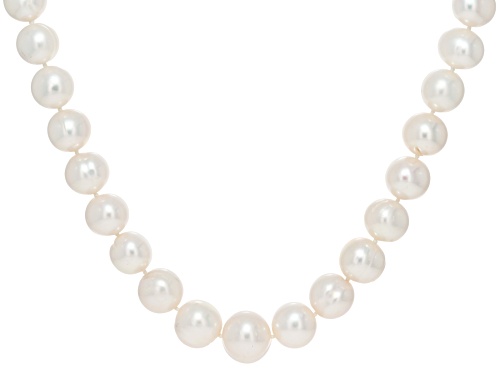 11-14mm White Cultured Freshwater Pearl Rhodium Over Sterling Silver 20 Inch Strand Necklace - Size 20
