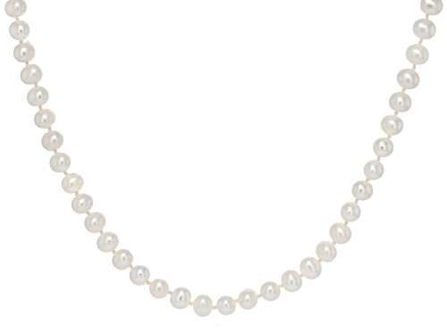 6mm White Cultured Freshwater Pearl Sterling Silver 18 Inch Strand Necklace - Size 18