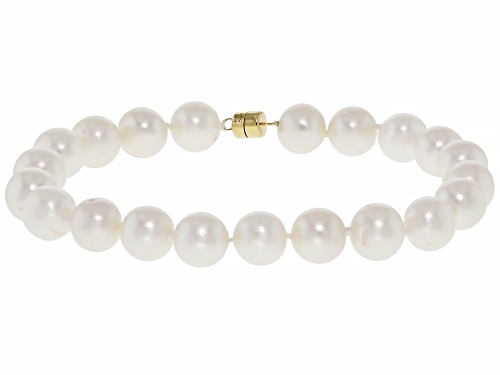 8mm White Cultured Freshwater Pearl 14k Yellow Gold Bracelet