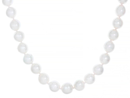 9mm Cultured Japanese Akoya Pearl Rhodium Over Sterling Silver 18 Inch Necklace - Size 18