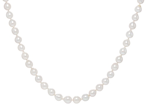 6mm White Cultured Freshwater Pearl Rhodium Over Sterling Silver 18 Inch Strand Necklace - Size 18