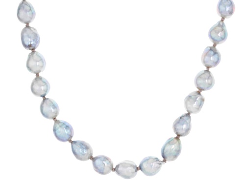 6mm Platinum Cultured Japanese Akoya Pearl Rhodium Over Sterling Silver 18 Inch Strand Necklace - Size 18