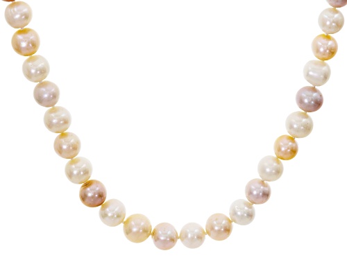 Photo of 11-12mm Multi-Color Cultured Freshwater Pearl Rhodium Over Sterling Silver 20 Inch Necklace - Size 20