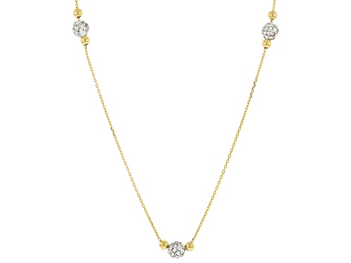Photo of 10K Yellow Gold Pave Glass Bead Station Necklace - Size 18